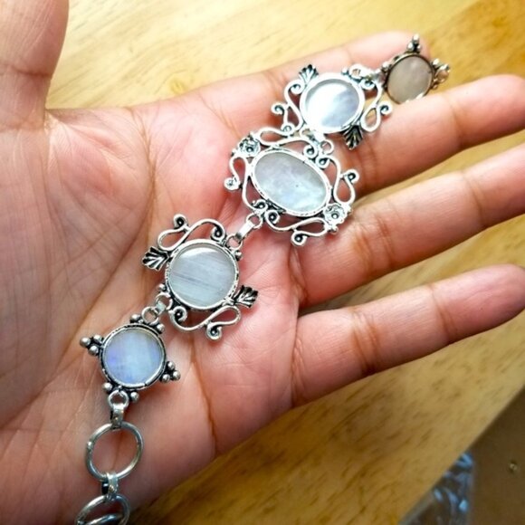 Moonstone Vintage Silver Bracelet - Picture 6 of 13